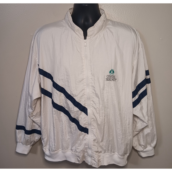 Crystal Cruises Other - Vintage Crystal Cruises Serenity Medium Jacket White Windbreaker Hood Relax
